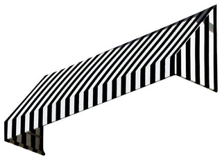 Awntech 6' New Yorker Acrylic Fabric Fixed Awning, Black/White Stripe