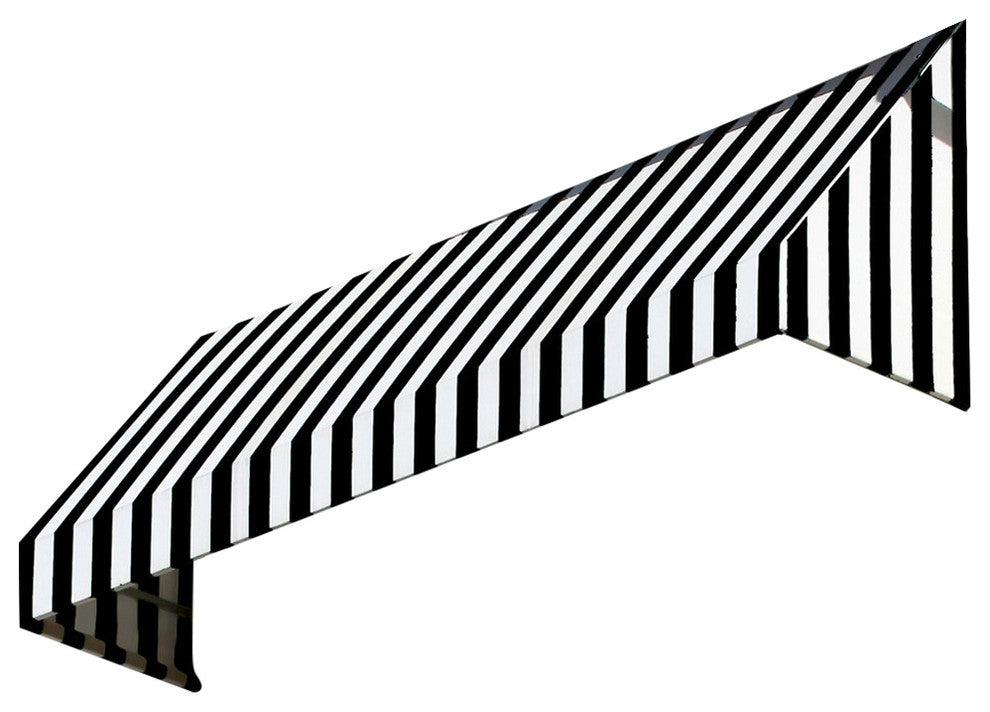 Awntech 6' New Yorker Acrylic Fabric Fixed Awning, Black/White Stripe
