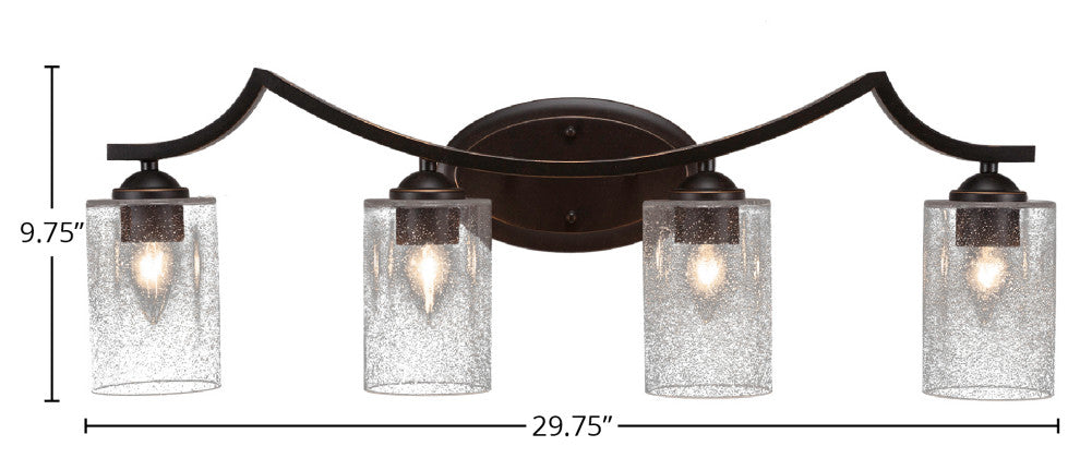 Zilo 4 Light Bath Bar, Dark Granite Finish, 4" White Muslin Glass