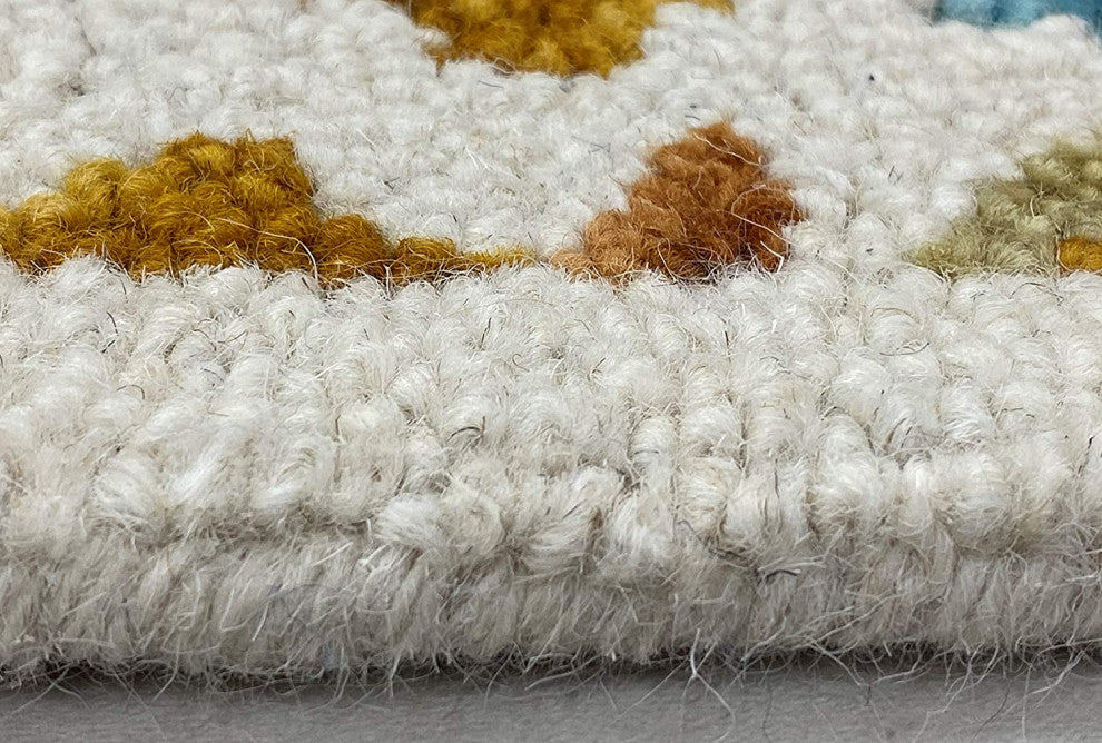 7" x 9" Blue and Gold Intricate Floral Area Rug