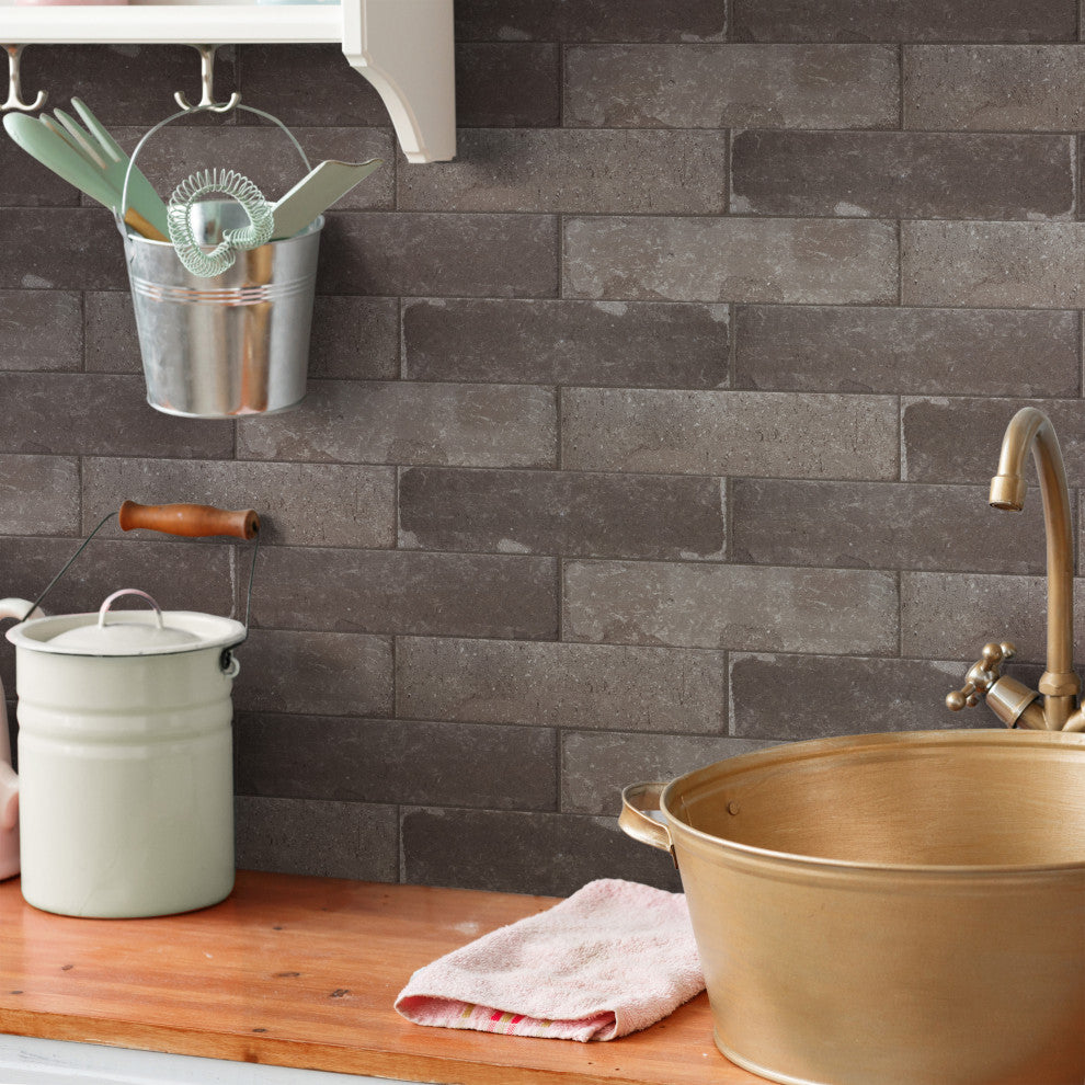 Brickyard Porcelain Floor and Wall Tile, Olive