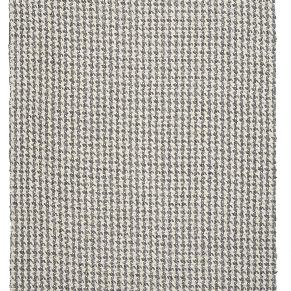 3' X 5' Gray and Ivory Wool Houndstooth Hand Woven Area Rug