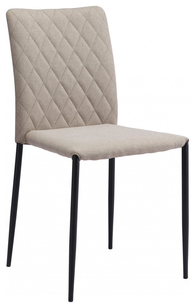 Set of Two Beige Diamond Weave Dining Chairs