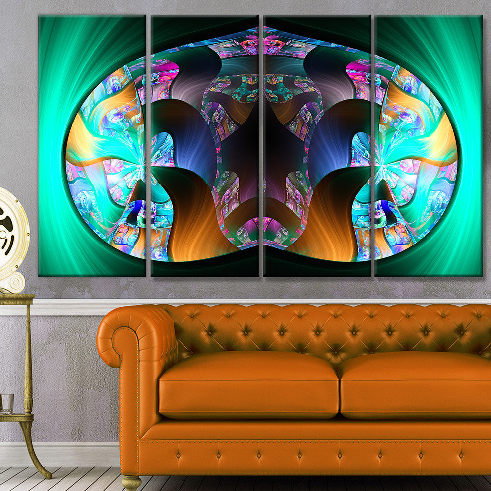 Blue Capsule in Plasma, Abstract Canvas Art Print, 48"x28", 4 Panels