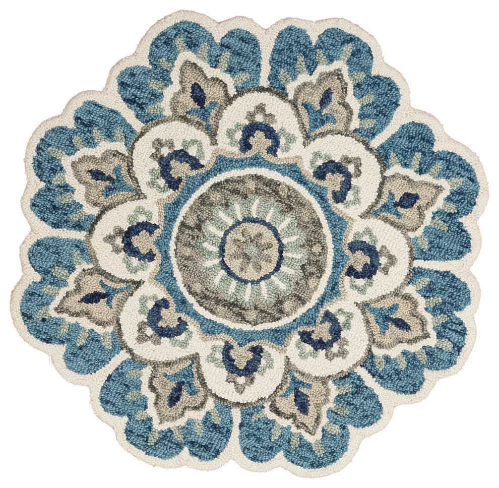 Edged Flora Area Rug, 4' Round