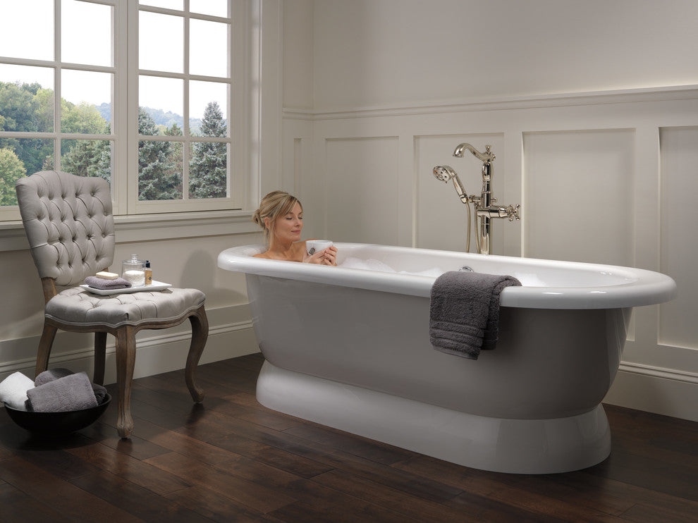 Delta Cassidy Floor Mount Tub Filler Trim - Less Handle, Polished Nickel