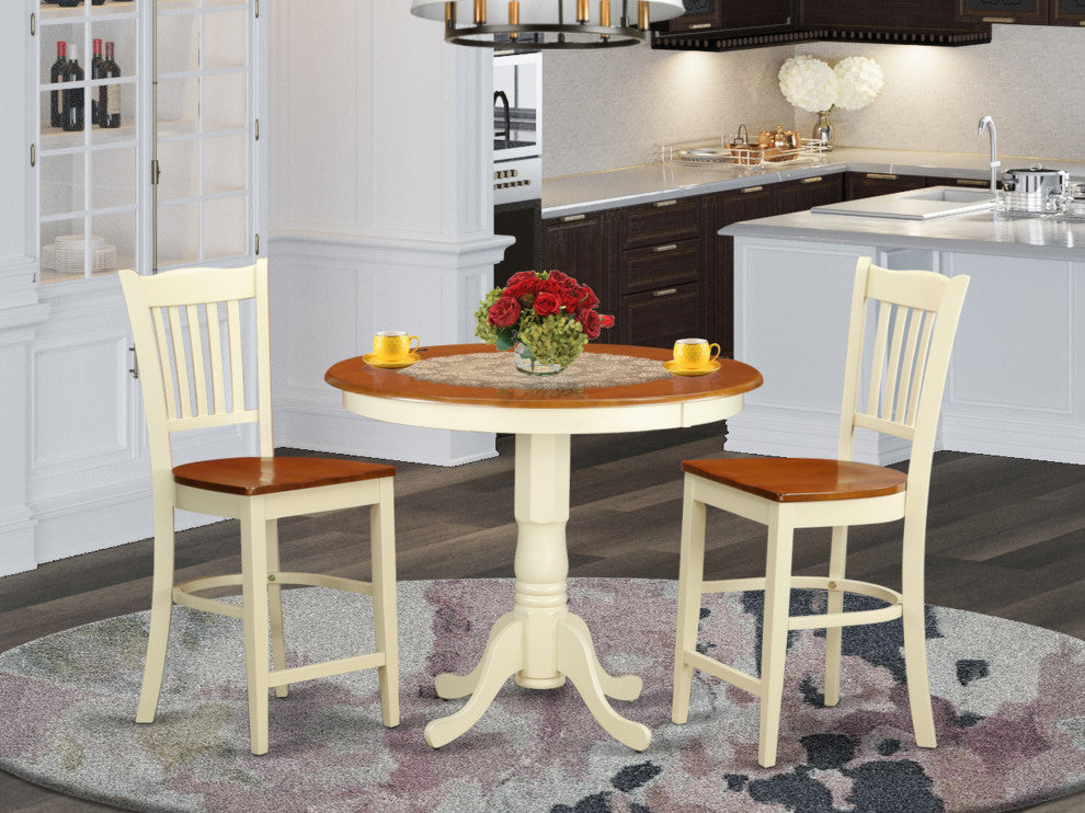 Jagr3-Whi-W 3 Pc Dining Counter Height Set -Pub Table And 2 Dining Chairs