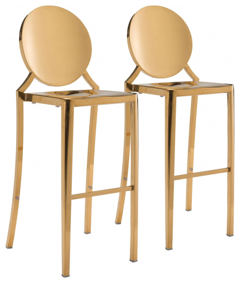 Set of Two Gold Steel Bar Chairs