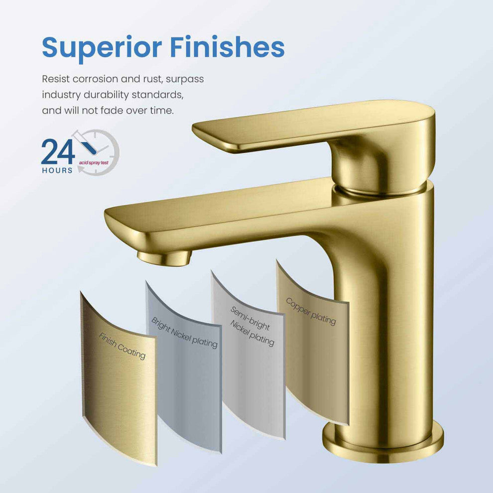 Tender Single Handle Bathroom Sink Faucet, Brushed Gold