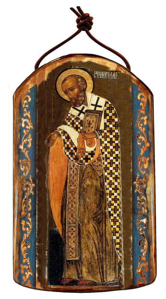 Icon Saint Nick Wooden Ornament