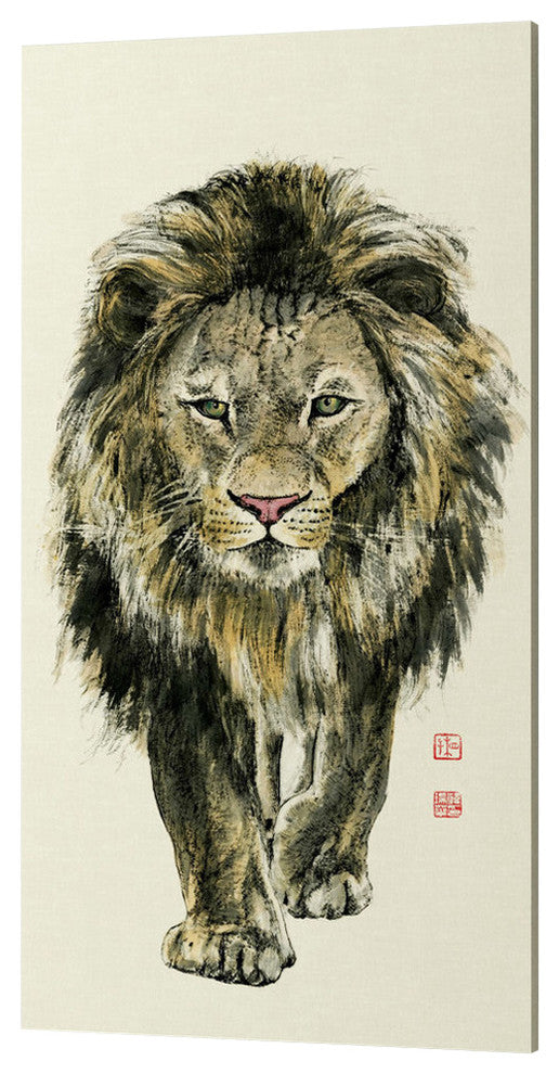 Epic Graffiti "Majestic King of the Jungle" by River Han, Giclee Canvas, 20"x40"