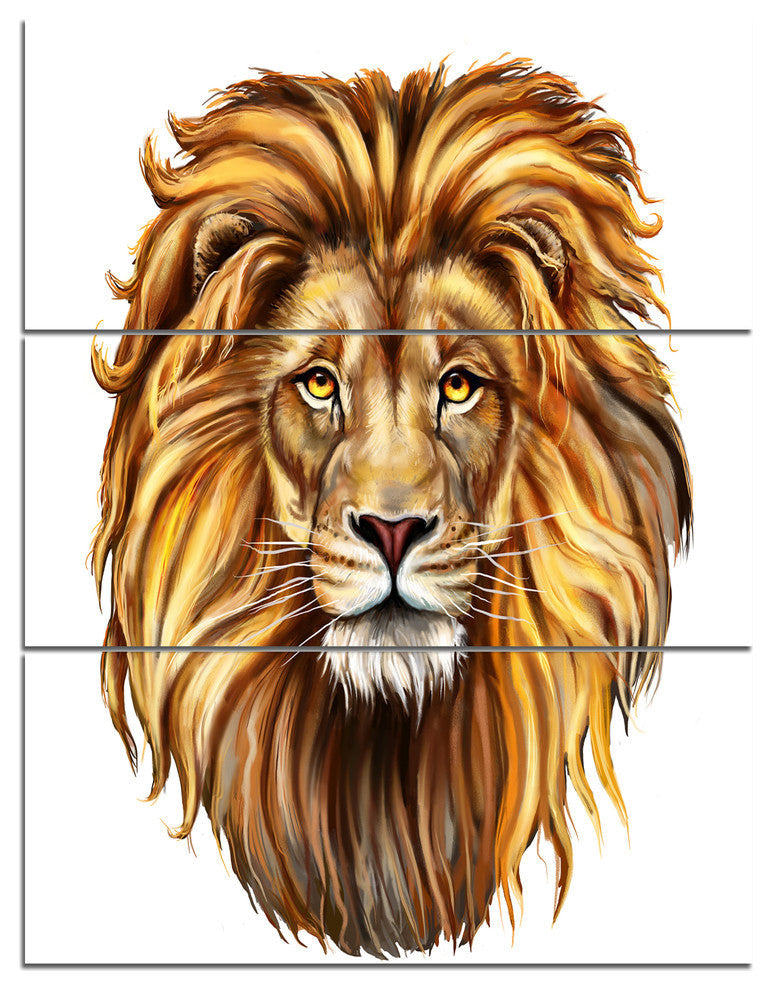 "King Lion Aslan" Glossy Metal Wall Art, 3 Panels, 28"x36"