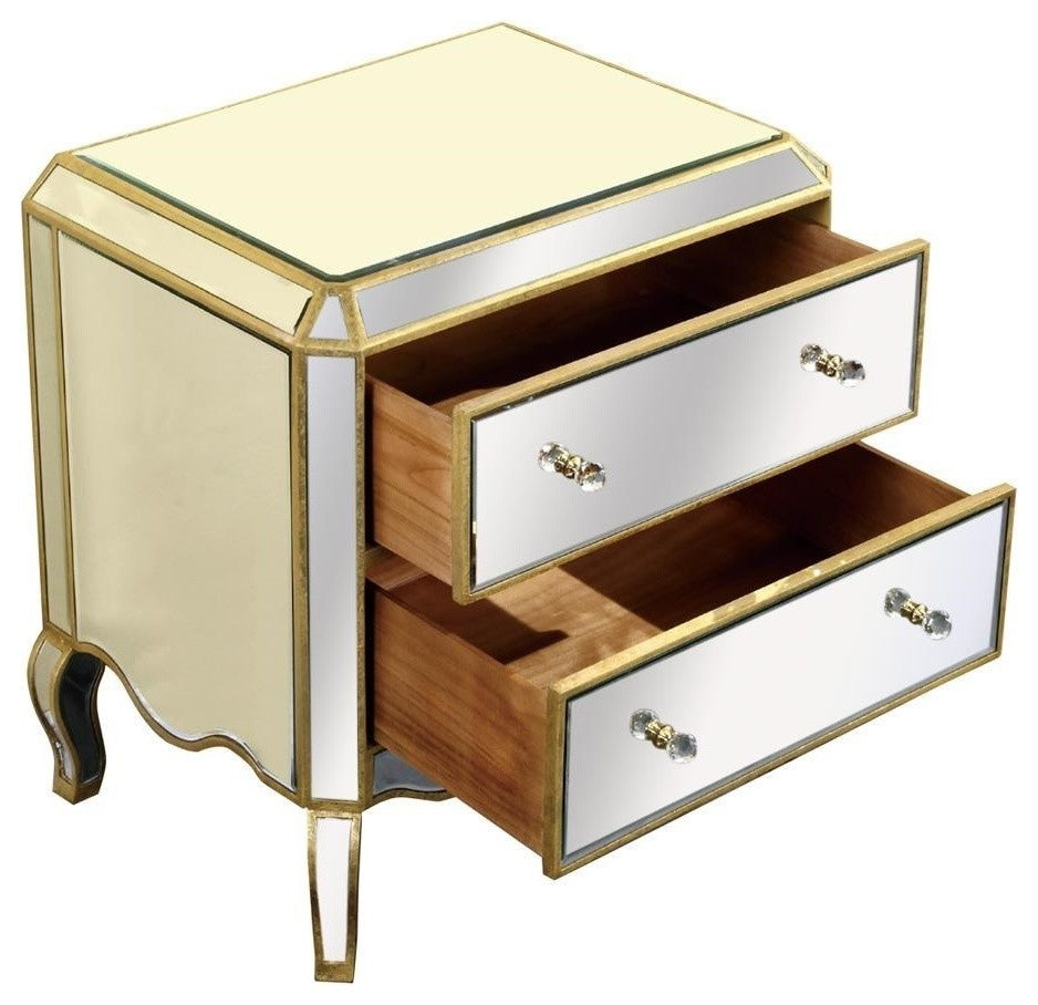 Elegant Camille 2-Drawer Cabinet, Gold