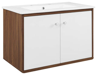 Transmit 30" Wall-Mount Bathroom Vanity - Walnut White