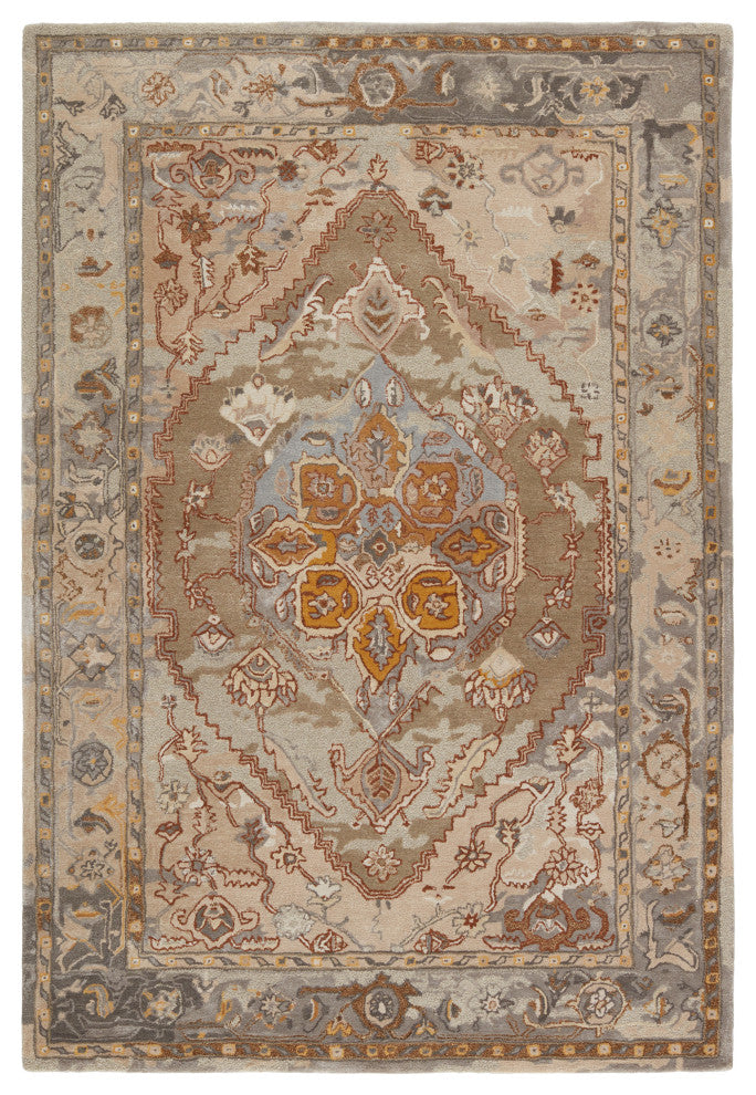 Raisa Handmade Medallion Taupe/ Gold Area Rug 8'X10'