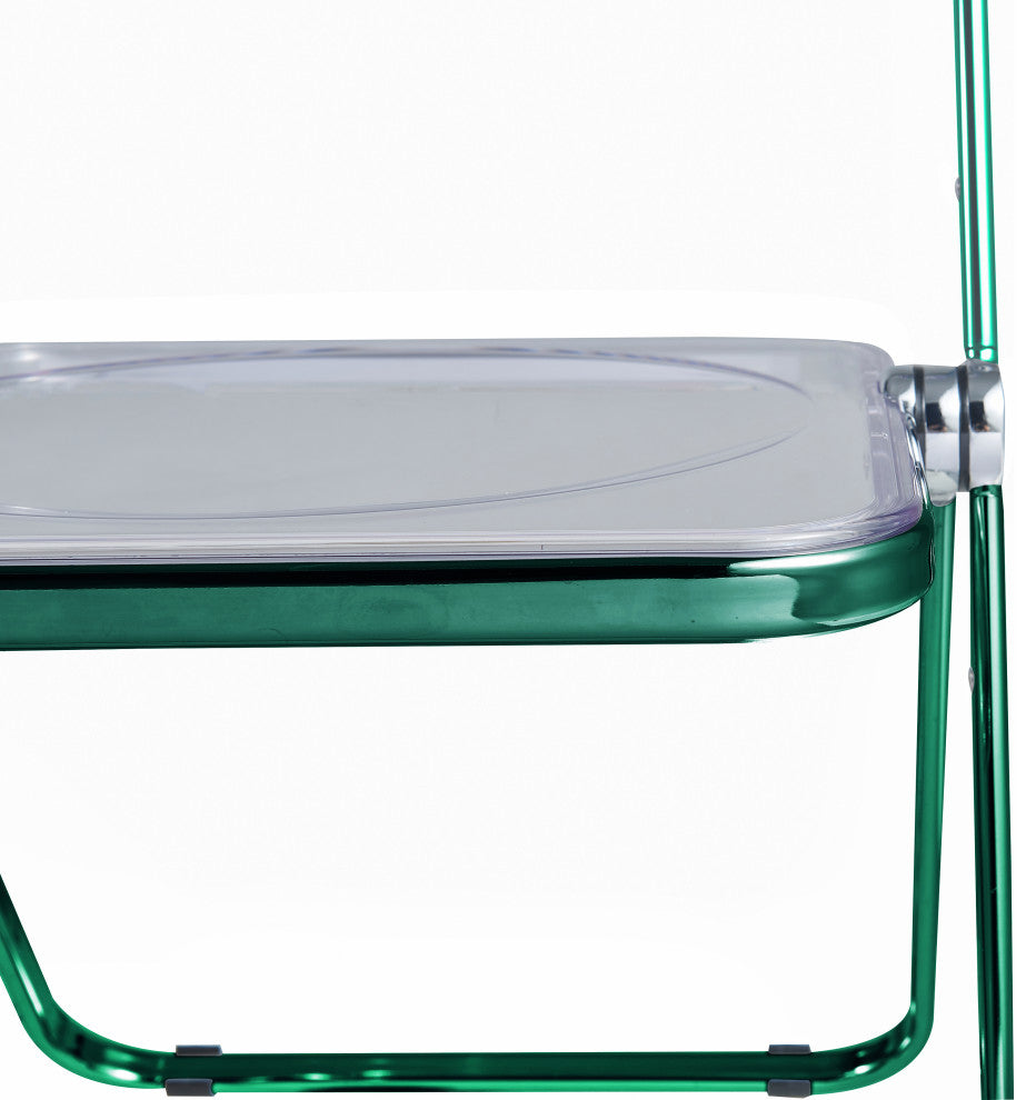 Lawrence Acrylic Folding Chair With Metal Frame, Green
