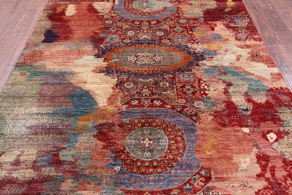 6' 6" X 9' 7" Handmade Modern Mamluk Wool Rug - Q12411