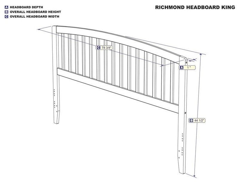 AFI Richmond King Wood Headboard with USB Charging Station in Walnut