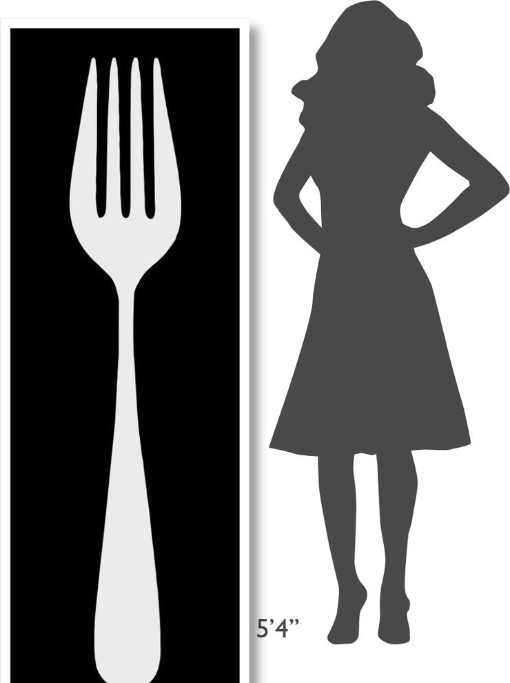 "Mealtime: White on Black - Fork" Digital Paper Print by BG.Studio, 26"x74"