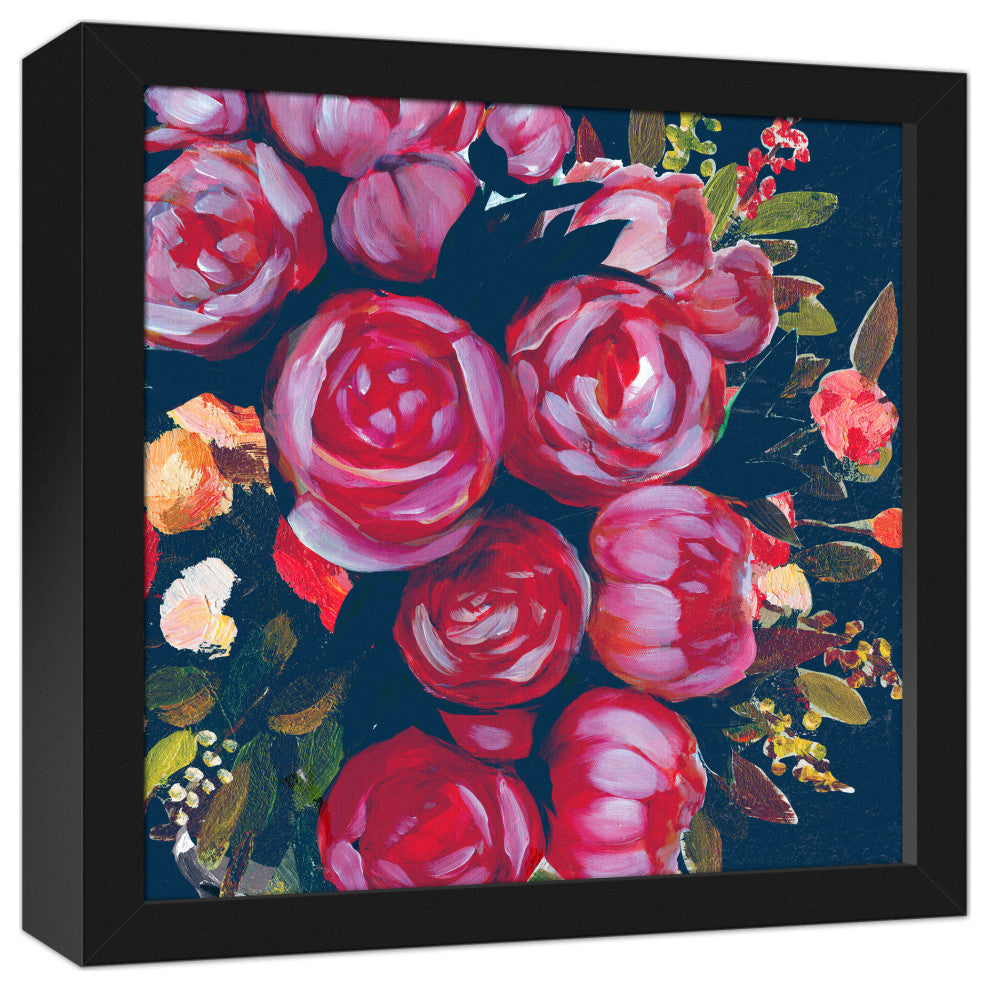 Funky Bold Flowers 12x12 Black Framed Canvas