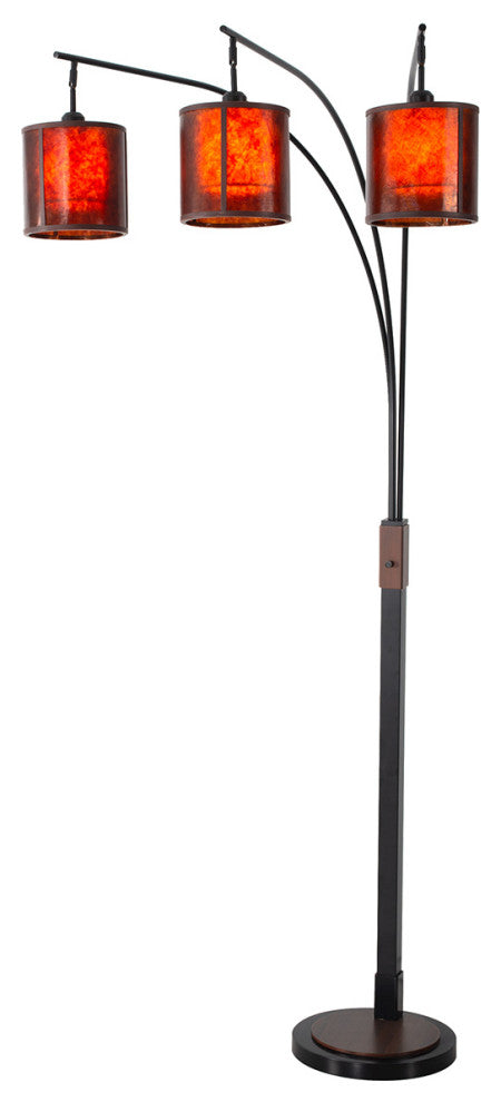 Layers Natural Mica 3 Light Arc Floor Lamp - 86", Charcoal Gray, Dimmer Switch