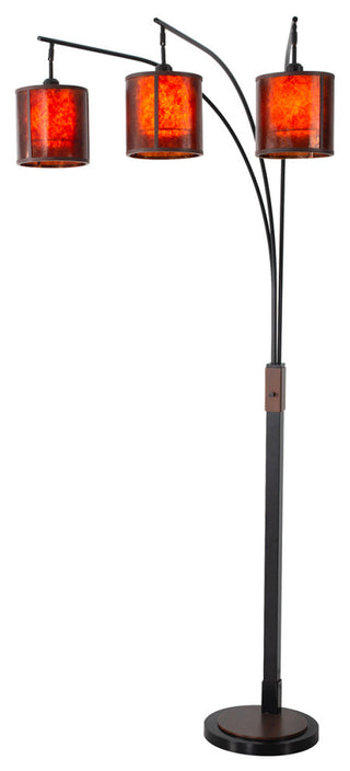 Layers Natural Mica 3 Light Arc Floor Lamp - 86", Charcoal Gray, Dimmer Switch