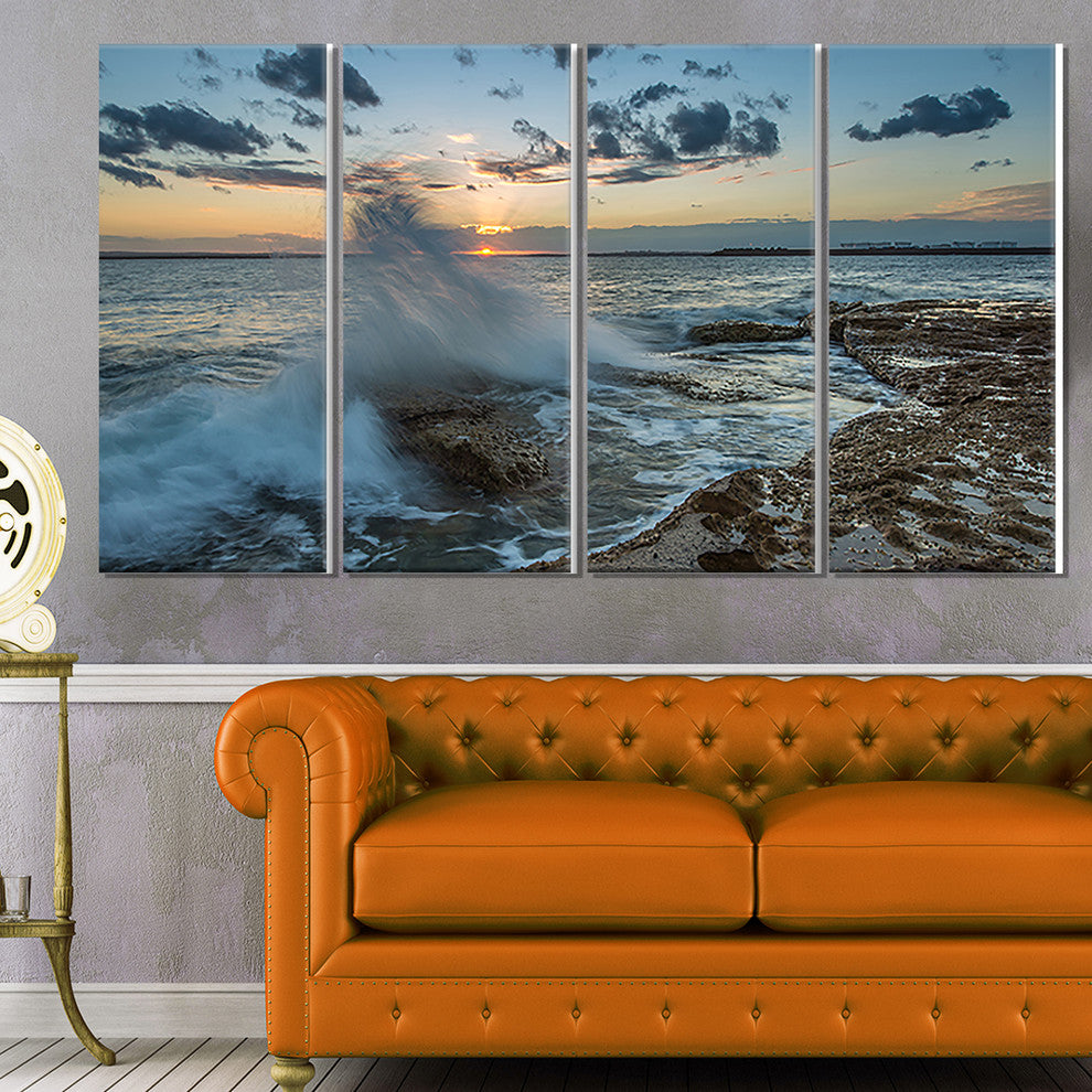 "Sunset at Sydney Seashore" Canvas Print, 4 Panels