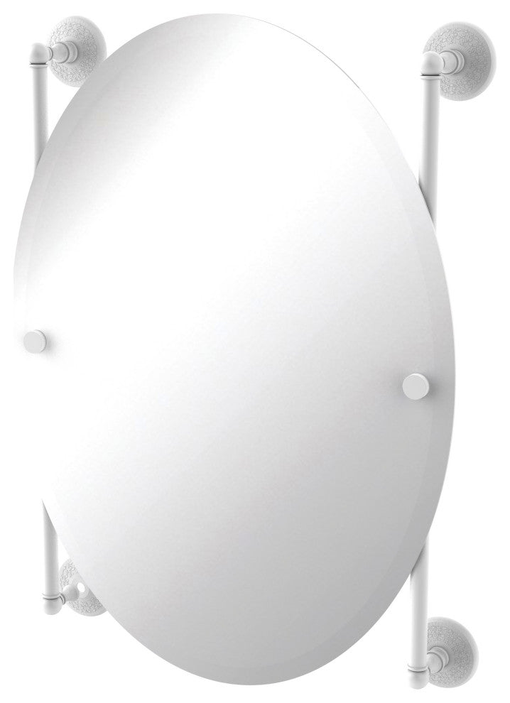 Monte Carlo Oval Frameless Rail Mounted Mirror, Matte White