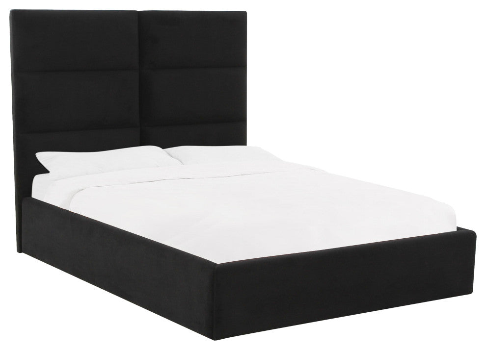 Eliana Black Velvet Queen Bed - Black