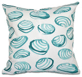Clams, Geometric Print Pillow, Aqua, 20"x20"