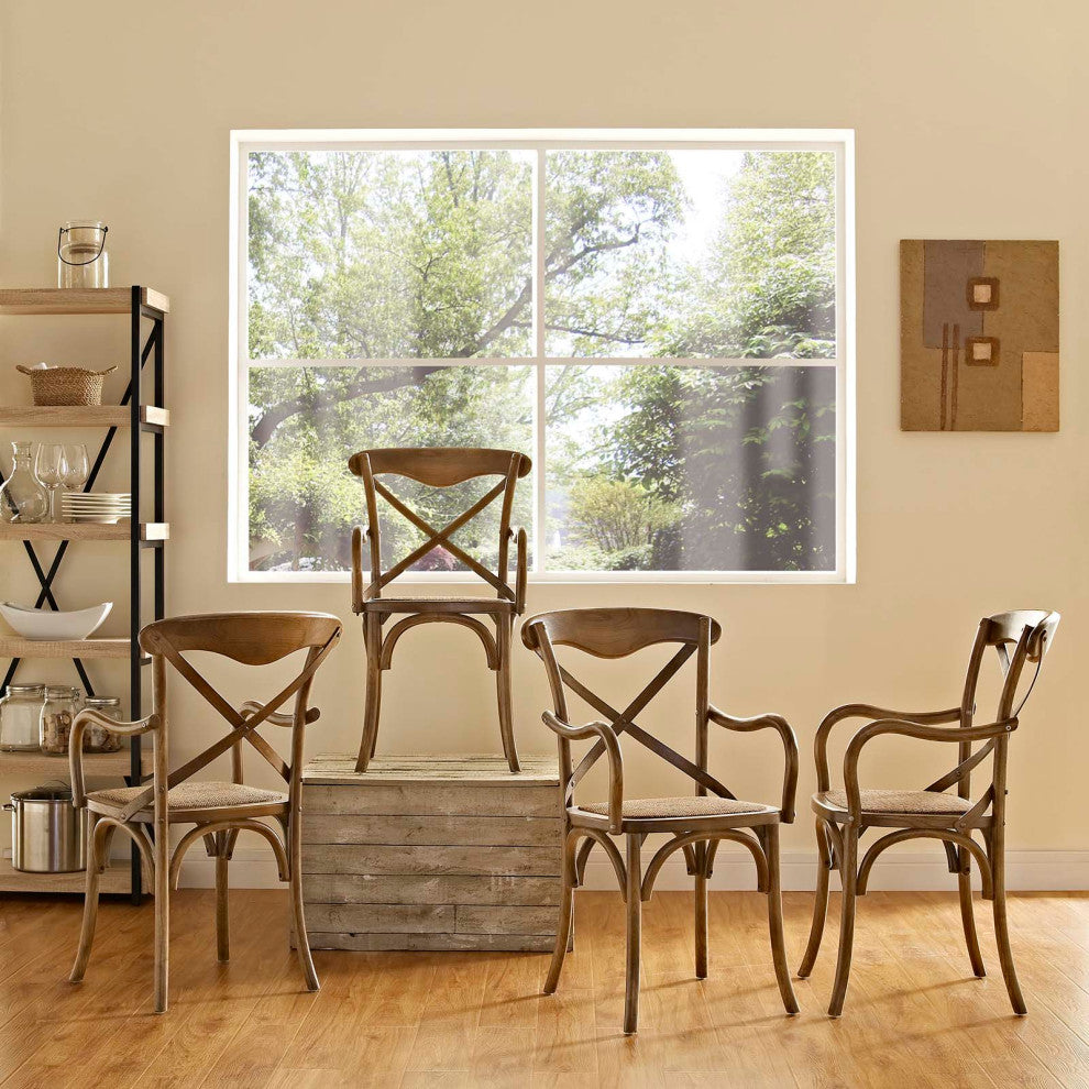 Walnut Gear Dining Armchair Set of 4
