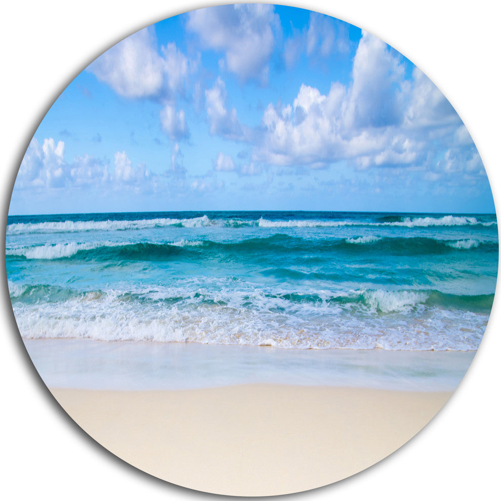 Serene Blue Tropical Beach, Seashore Round Wall Art, 36"