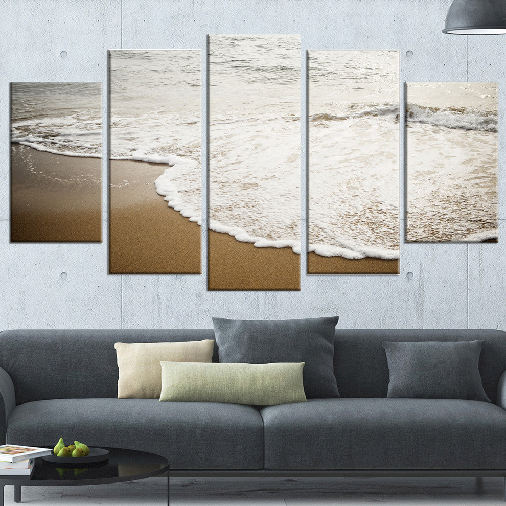"Close-up Waves in Mediterranean Sea" Seascape Wall Art", 5 Panels, 60"x32"
