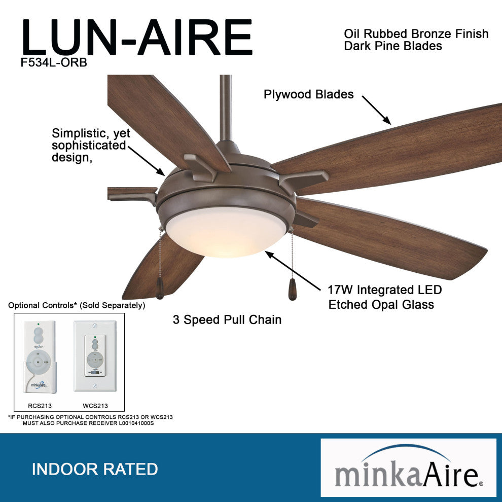 MinkaAire Nickel Lun-Aire 54" 5-Blade Indoor LED Ceiling Fan