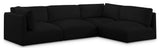 Ease Fabric Upholstered L-Shaped Modular Sectional, Black, 4 Piece: 2 Corner, 2 Armless
