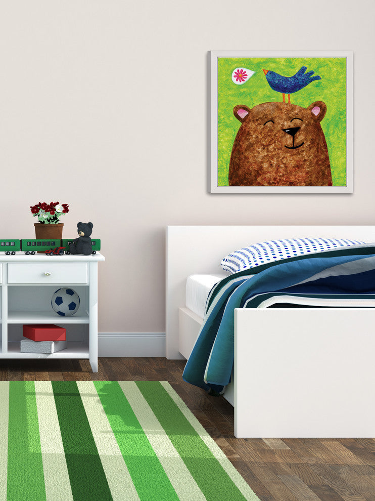 Marmont Hill, "A Beary Happy Song" by Janet Nelson Framed Painting Print, 24x24
