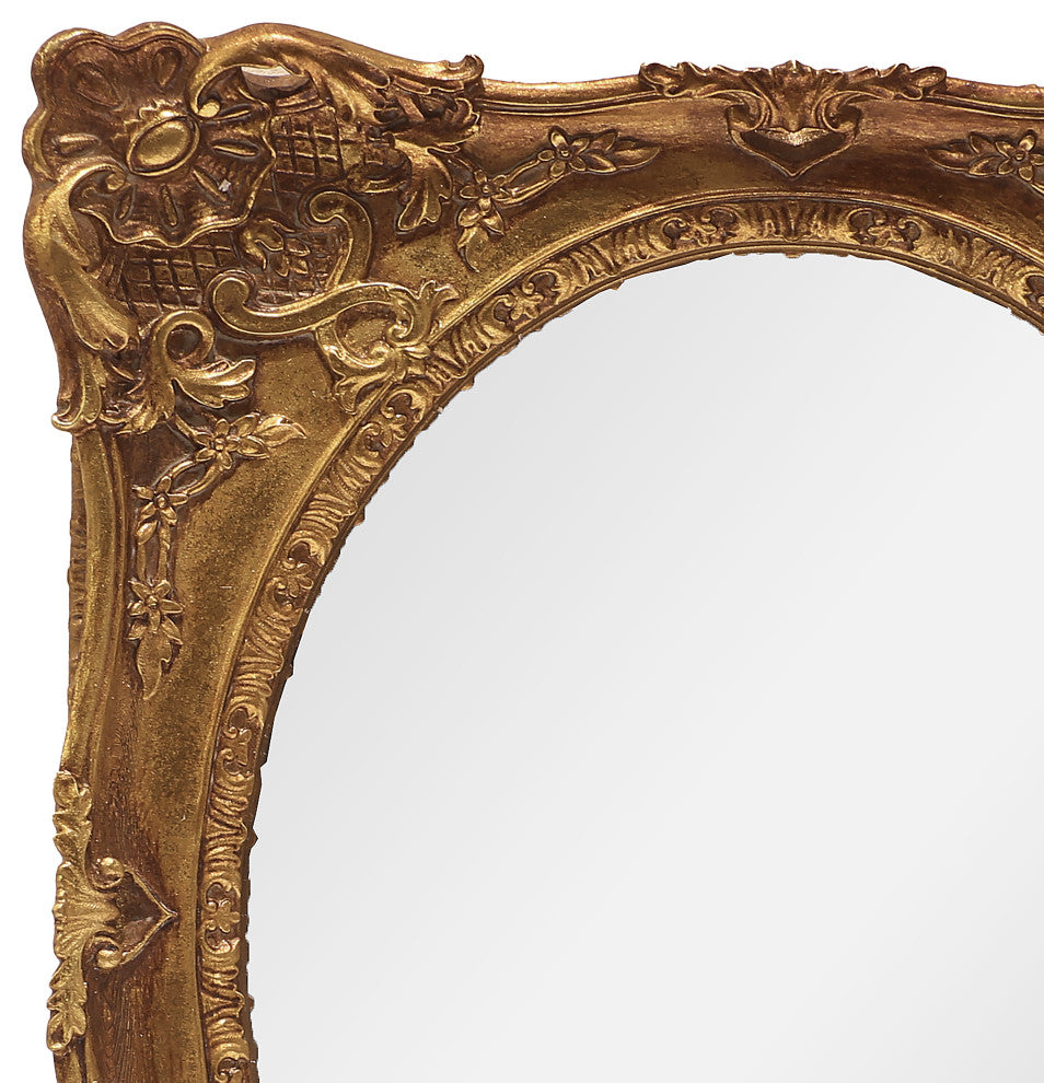 11"x13" Classic Baroque Style Rectangular Mirror With Antique Gold Finish