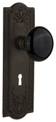 Meadows Plate Passage Black Porcelain Knob, Oil Rubbed Bronze
