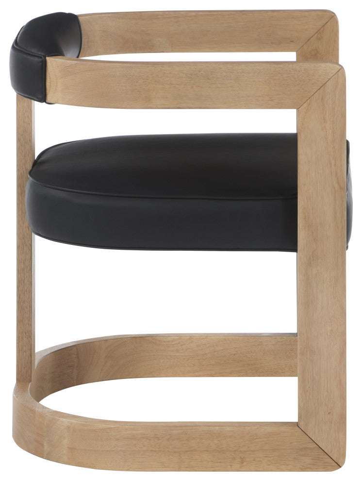 Manchester Faux Leather Upholstered Dining Chair, Black, Natural Finish