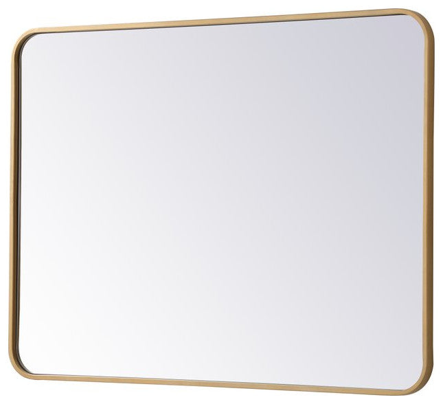 Ellis Soft Corner Metal Rectangular Mirror, Brass, 27"x36"