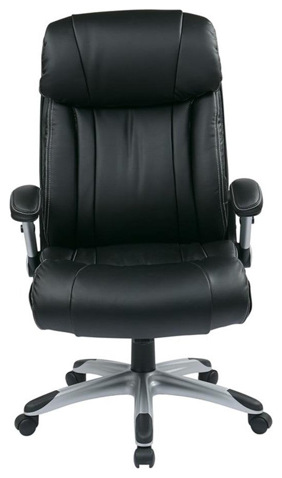 Bonded Leather Office Chair in Silver and Black