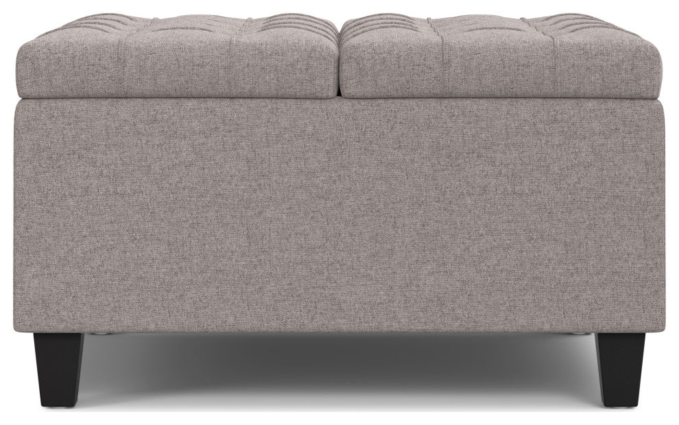Harrison Small Square Coffee Table Storage Ottoman, Cloud Grey