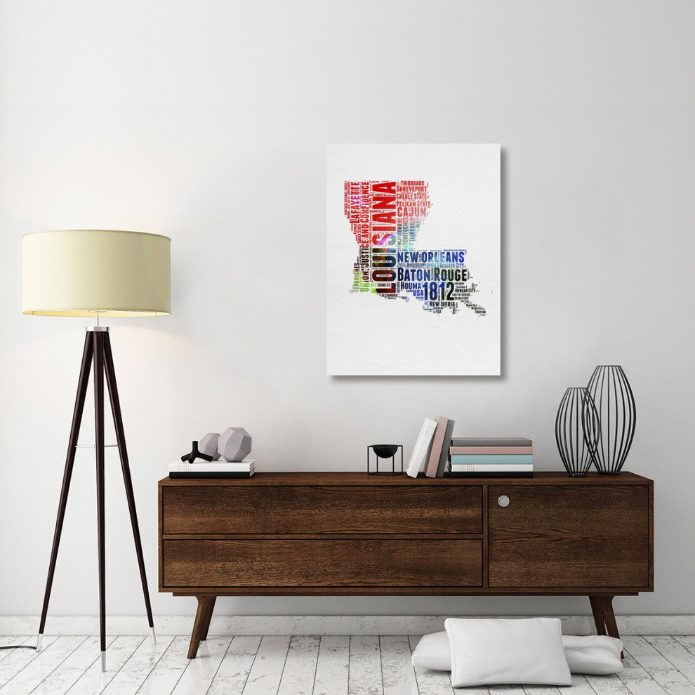 "Louisiana Watercolor Word Cloud" Fine Art Print