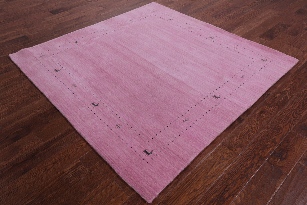 6' Square Hand Knotted Persian Gabbeh Wool Rug - Q15308