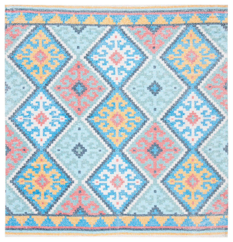 Safavieh Saffron Sfn560M Southwestern Rug, Blue and Aqua, 5'0"x8'0"