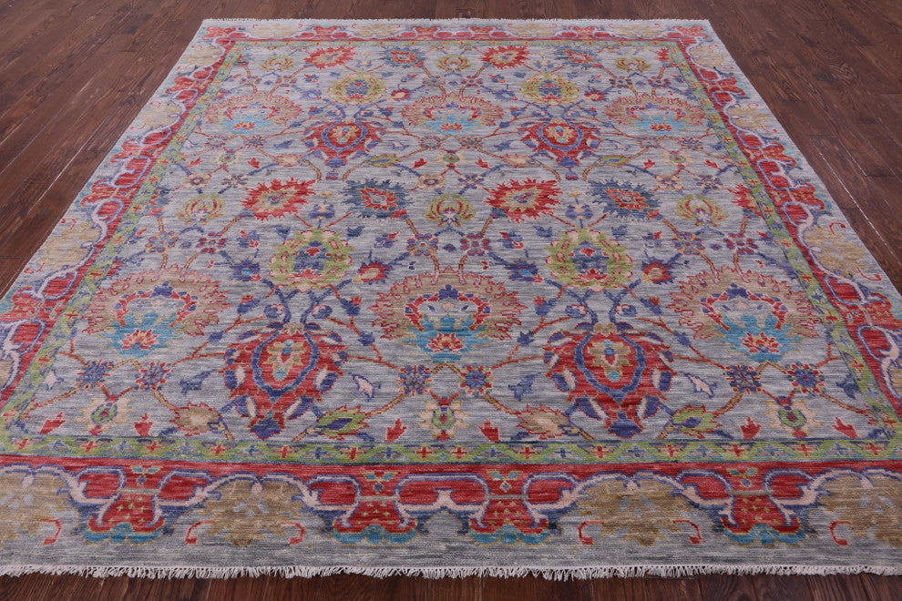 10' Square Hand-Knotted William Morris Wool Rug - Q15605