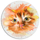Lovely Red Watercolor Cat, Animal Disc Metal Wall Art, 23"