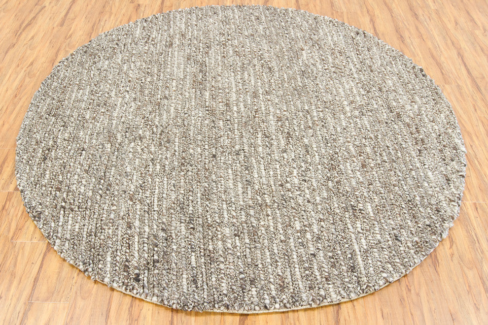 Anni Contemporary Area Rug, Brown, 7'9" Round