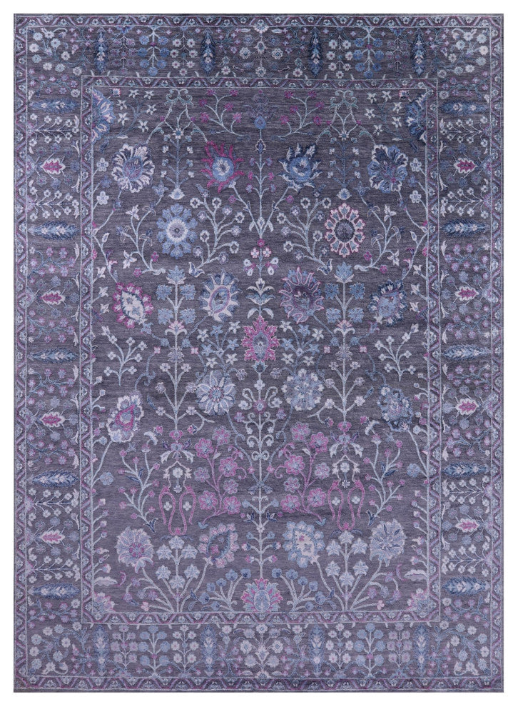 Hand Knotted Wool and Silk Persian Rug 9' 0" X 12' 3" Q8569