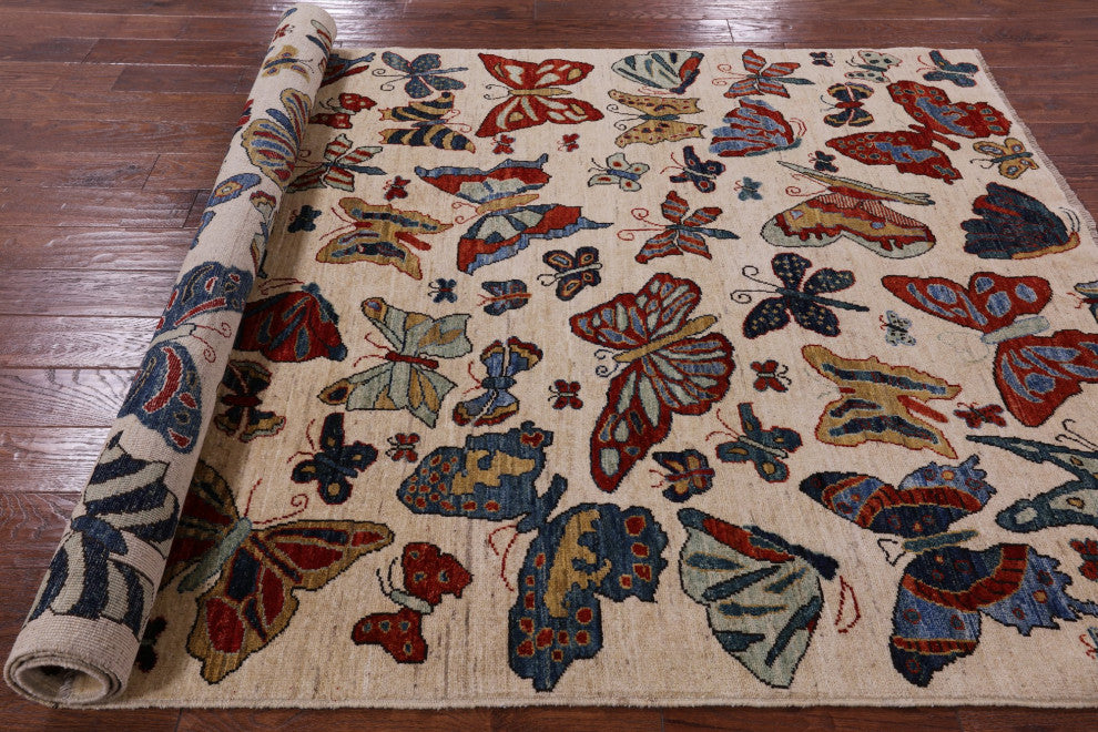 Butterflies Persian Gabbeh Hand-Knotted Rug 5' 7" X 8' 5" Q5161